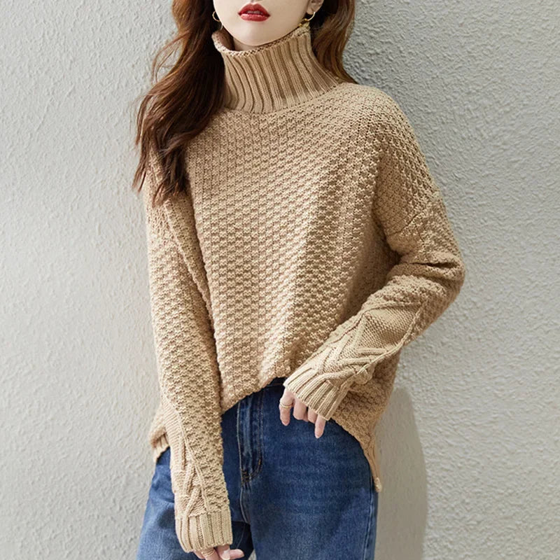 Bethany | Women's Cable Knit Turtleneck Jumper