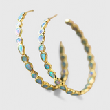 Vintage Blue Opal Earrings in Gold with Dreamy Elegance