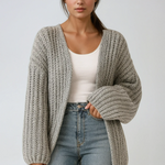 Tabitha | Balloon-Sleeve Knit Cardigan