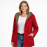 Adriana | Reversible Coat with Hood and Leopard Print