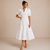 CLOVER | Floral Puff Sleeve A-Line Dress