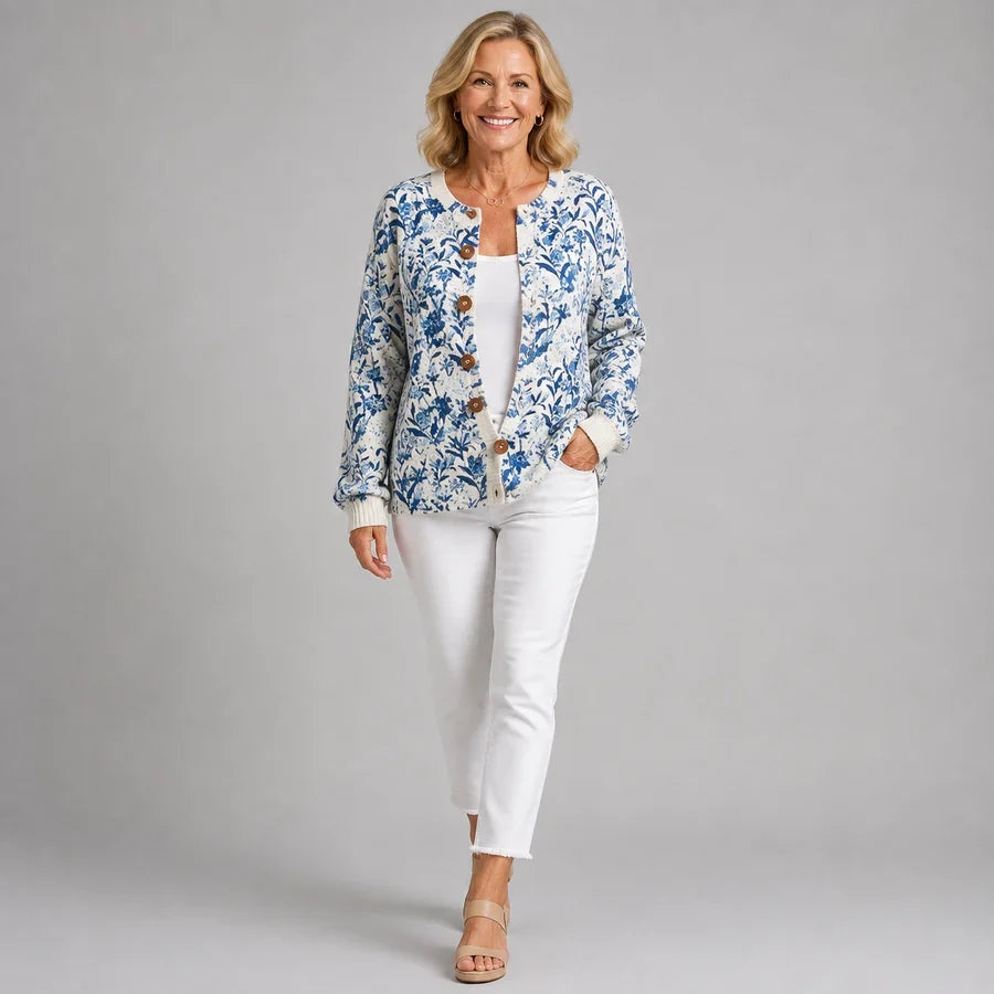 Tiverly | Vintage Floral Button-Up Cardigan