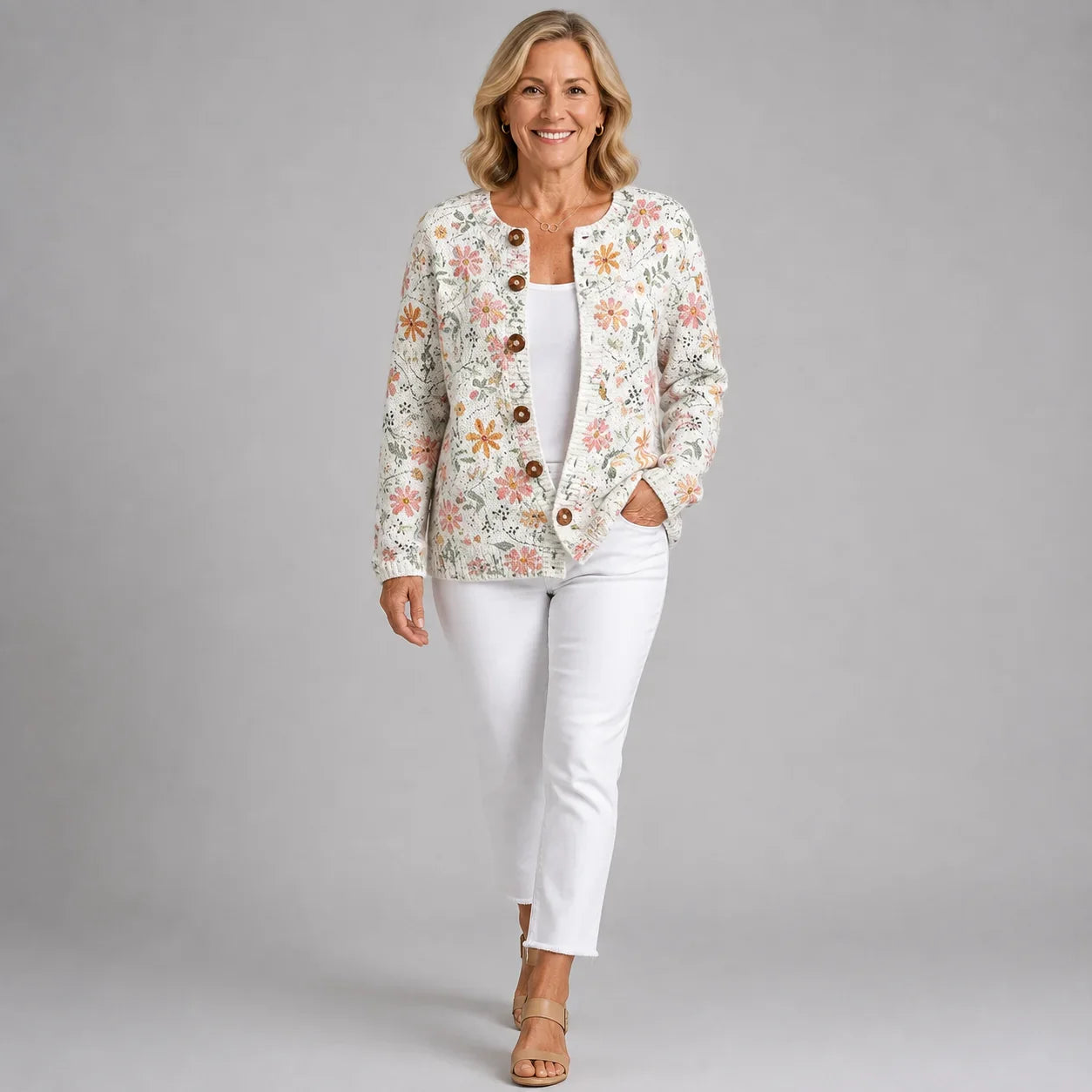 Greta | Vintage Floral Knit Cardigan