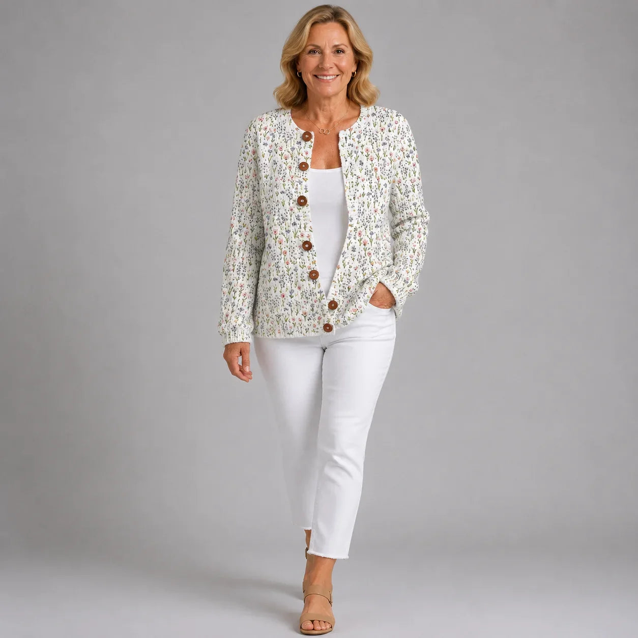 Ivadelle | Vintage Floral Knit Cardigan