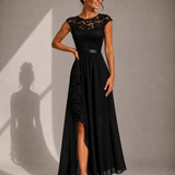 ELEANOR | A-Line Lace Trim Maxi Dress