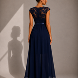ELEANOR | A-Line Lace Trim Maxi Dress