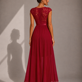 ELEANOR | A-Line Lace Trim Maxi Dress