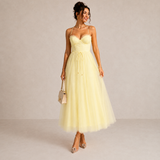 VIOLET | Tulle Corset Midi Dress with Open Back