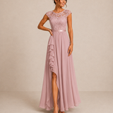 ELEANOR | A-Line Lace Trim Maxi Dress