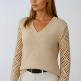 Bryony | Crochet Sleeve Knit Sweater