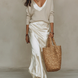 ELIZA | Satin Midi Dress with Built-In Jumper