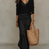 ELIZA | Satin Midi Dress with Built-In Jumper