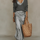 ELIZA | Satin Midi Dress with Built-In Jumper