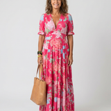 SKYE | Floral V-Neck Sleeveless Midi Dress