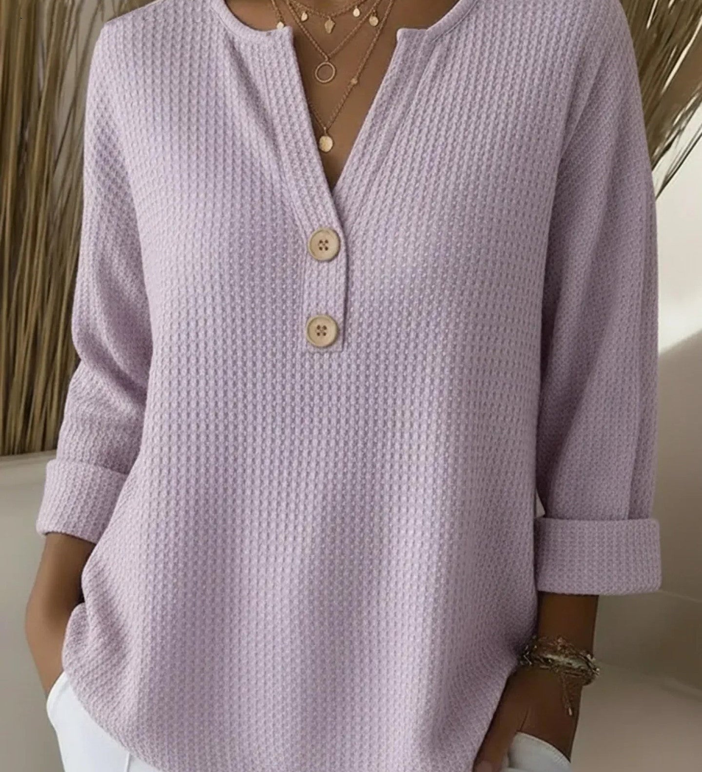 Lucinda | Buttoned Henley Top