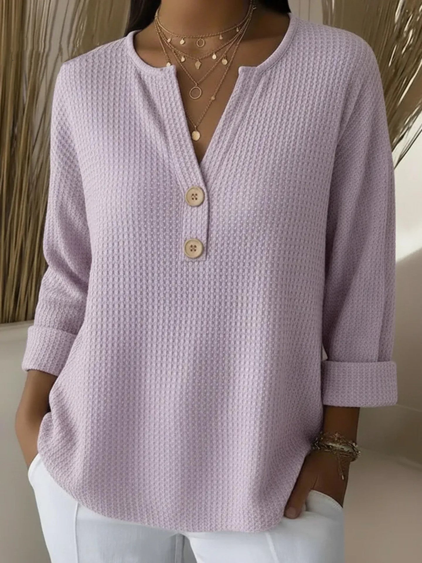 Lucinda | Buttoned Henley Top