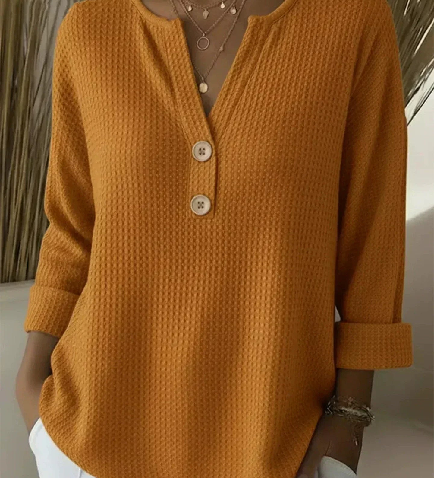 Lucinda | Buttoned Henley Top