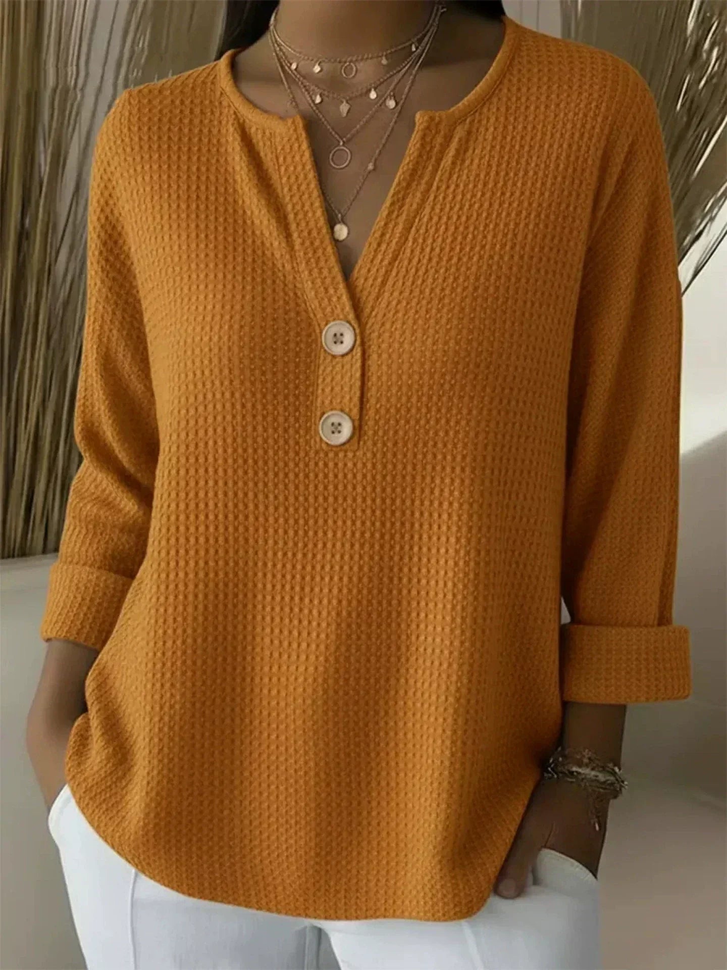 Lucinda | Buttoned Henley Top