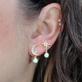 Moon and Star Earrings in Gold
