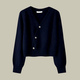 Tilly | Cross Button V-Neck Wool Blend Sweater