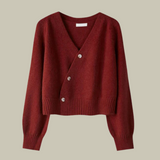 Tilly | Cross Button V-Neck Wool Blend Sweater