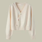 Tilly | Cross Button V-Neck Wool Blend Sweater