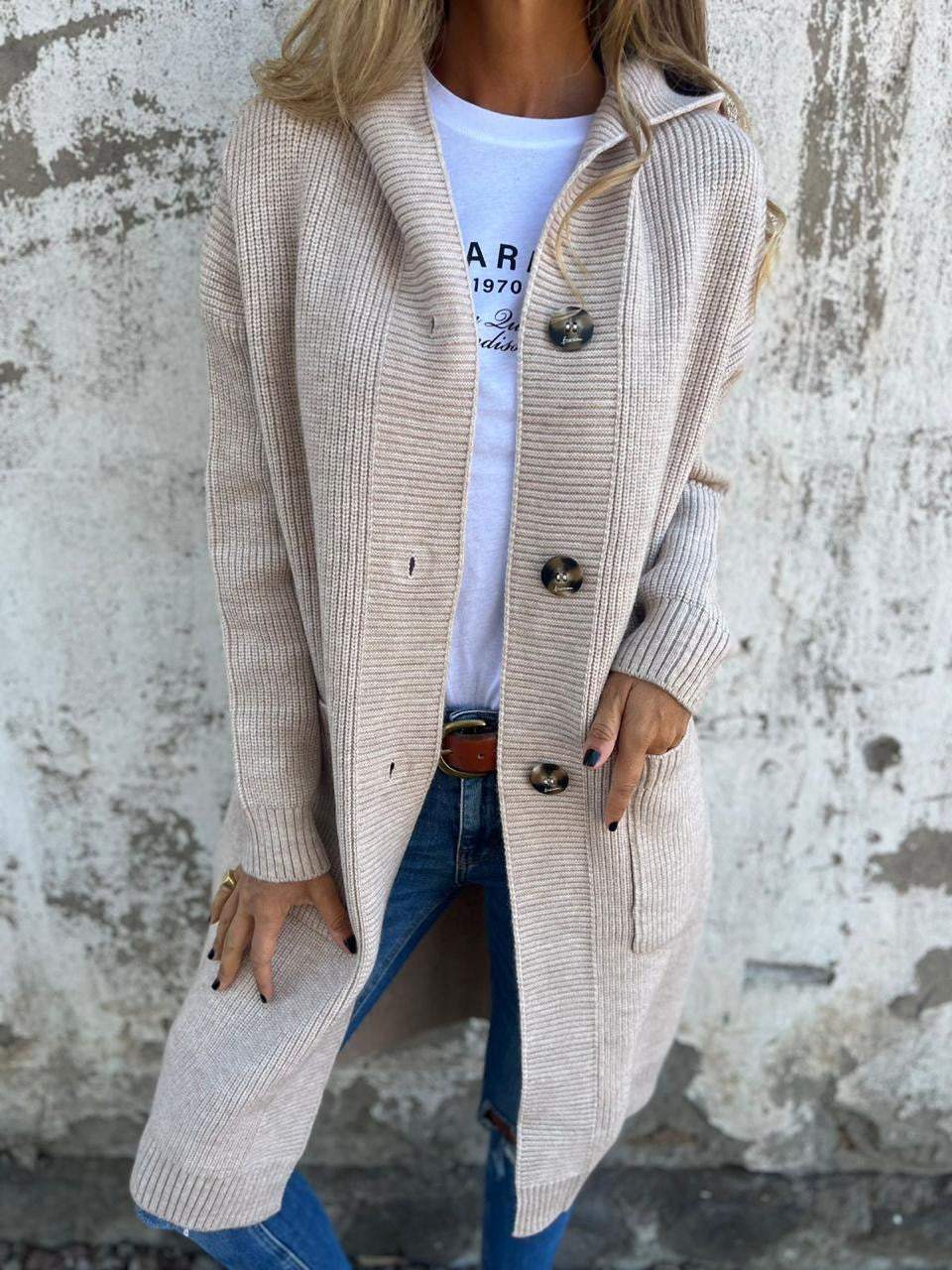 Zoe | Long Button-Front Knit Cardigan