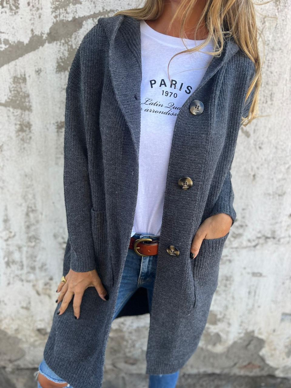 Zoe | Long Button-Front Knit Cardigan