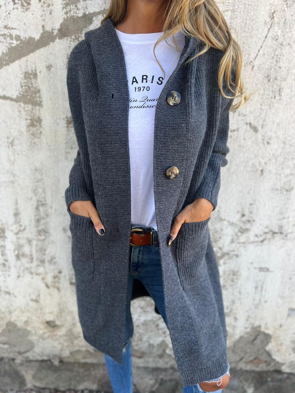 Zoe | Long Button-Front Knit Cardigan