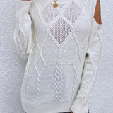 Sage | Women's Cold Shoulder Cable Knit Sweater