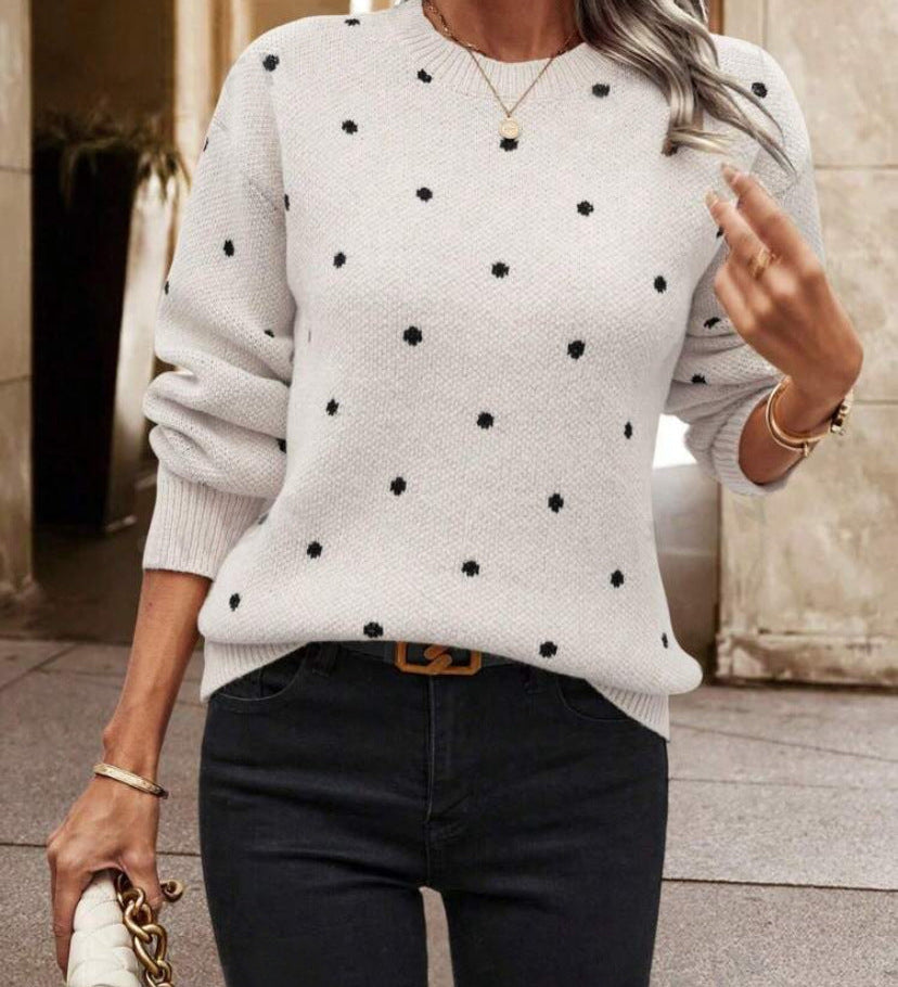Anne | Women's Relaxed Fit Polka Dot Sweater