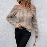 Camille | Women's Off-the-Shoulder Cable Knit Sweater