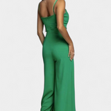 Prescillia Jumpsuit with Spaghetti Straps and Leg Slit