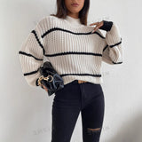 Rachael | Women's Oversized Striped Crew Neck Sweater