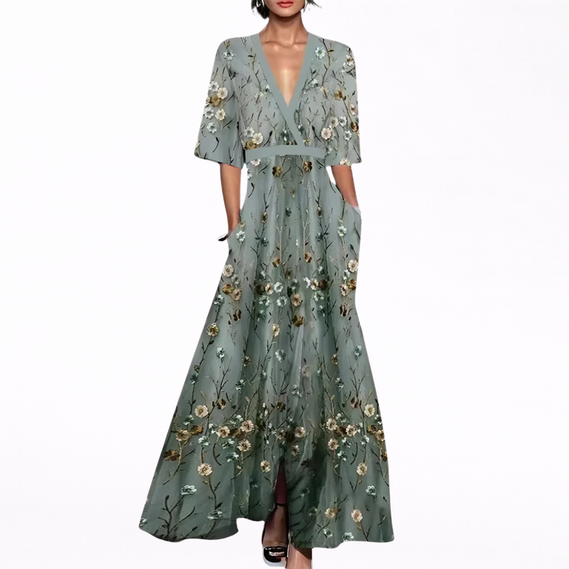 Alma | Elegant Long Dress with Flowers