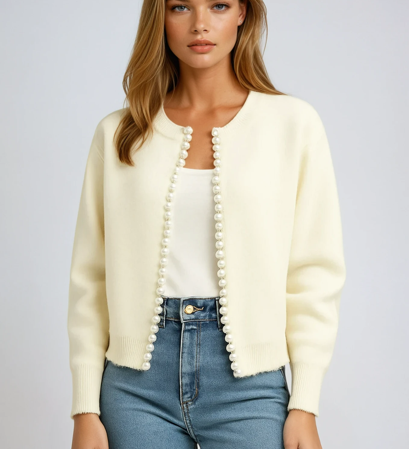 Octavia | Pearl-Embellished Cardigan