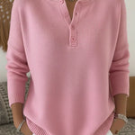 Helena | Buttoned Henley Knit Jumper