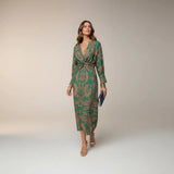 Isadora - Elegant Midi Dress with Classic and Timeless Print