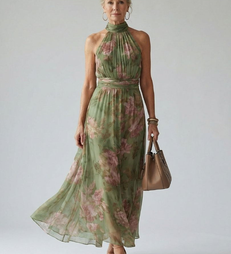 MABEL | Halter Ruched Midi Dress