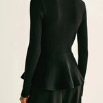 Marjorie | Ribbed Knit Button-Up Peplum Top