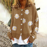 Coral | Button-Down Cardigan - Classic Knit Long Sleeve Sweater