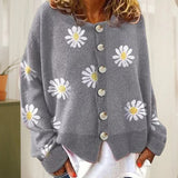 Coral | Button-Down Cardigan - Classic Knit Long Sleeve Sweater