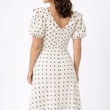 OLIVE | Polka Dot Ruffle Midi Dress