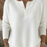 Helena | Buttoned Henley Knit Jumper