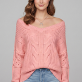 Nora | Women's Oversized Round Neck Ribbed Cuff Sweater