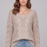 Nora | Women's Oversized Round Neck Ribbed Cuff Sweater
