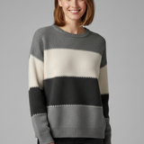 Freya | Women's Striped Round Neck Ribbed Trim Knit Sweater
