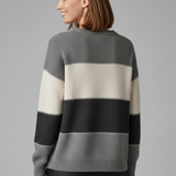 Freya | Women's Striped Round Neck Ribbed Trim Knit Sweater