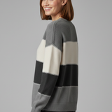 Freya | Women's Striped Round Neck Ribbed Trim Knit Sweater
