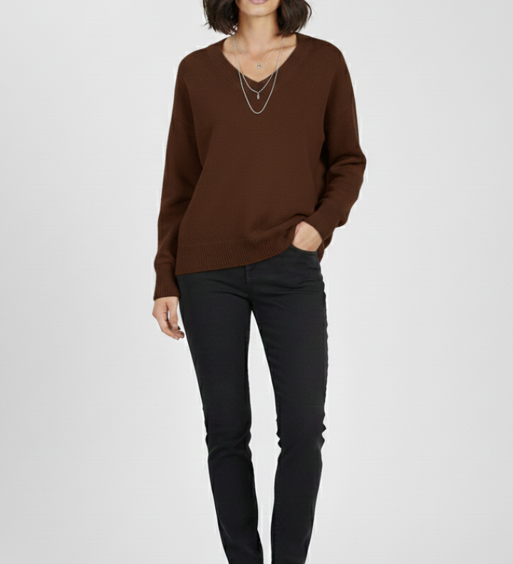 Holly | Women's V-Neck Long Sleeve Pullover Knit Sweater